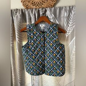 J. Jill Navy Floral Quilted Vest